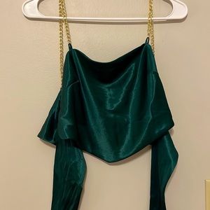 Green silk top